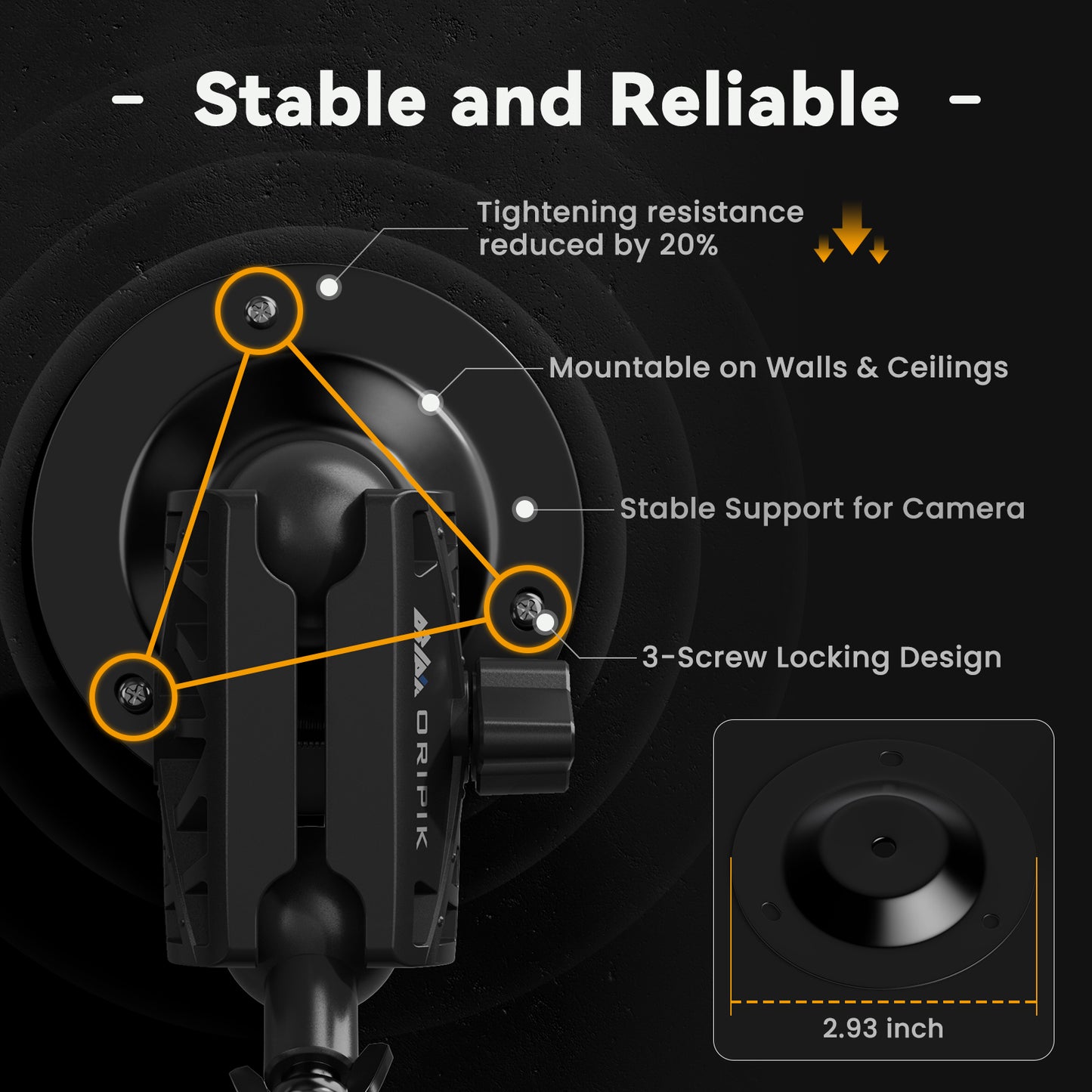 Oripik Adjustable Camera & Solar Panel Mount – 360° Dual Ball Joint