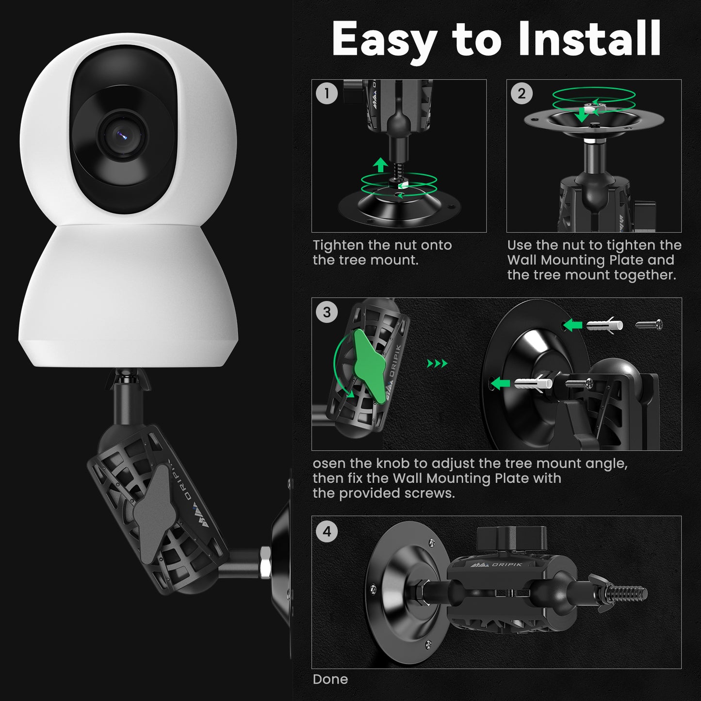 Oripik Adjustable Camera & Solar Panel Mount – 360° Dual Ball Joint