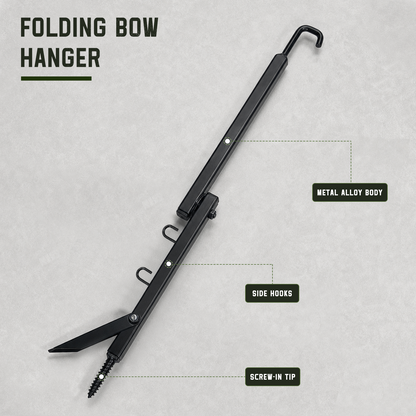 Foldable screw-in tree bow hanger with side hooks