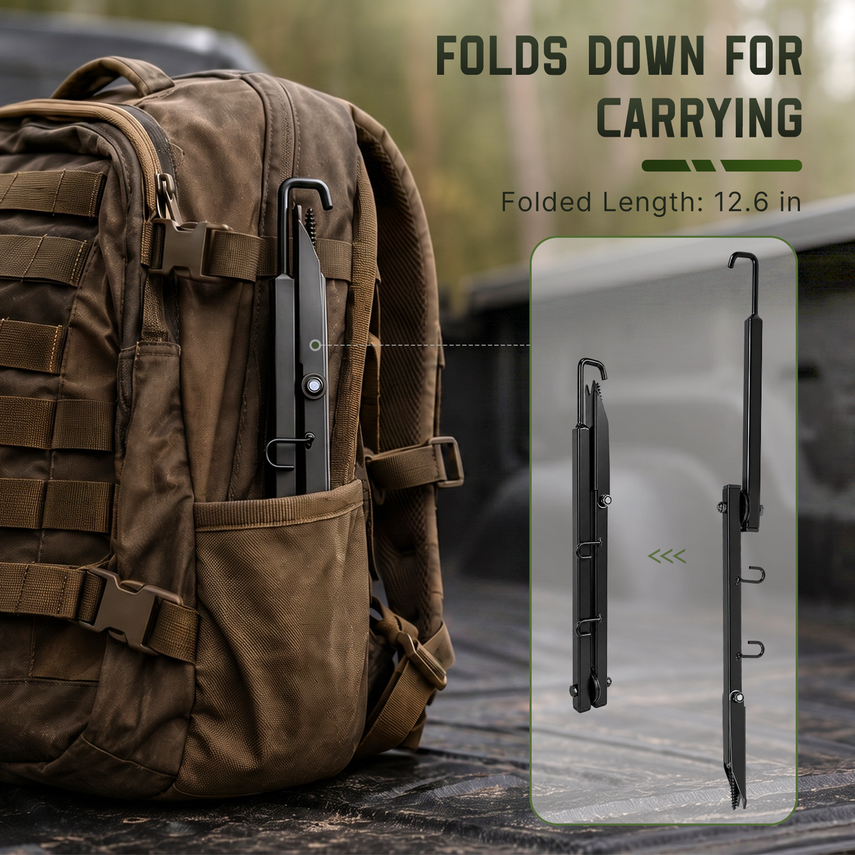 Screw-in bow hanger folded for carrying