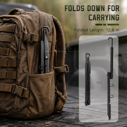 Screw-in bow hanger folded for carrying