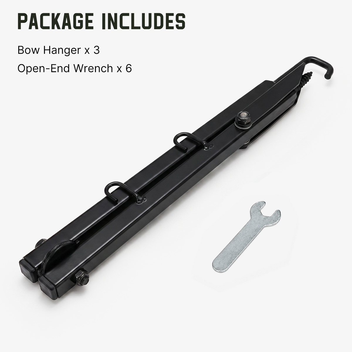 Package contents for the three-pack screw-in bow hanger