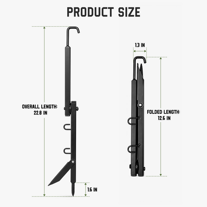 Open and folded dimensions of the screw-in bow hanger