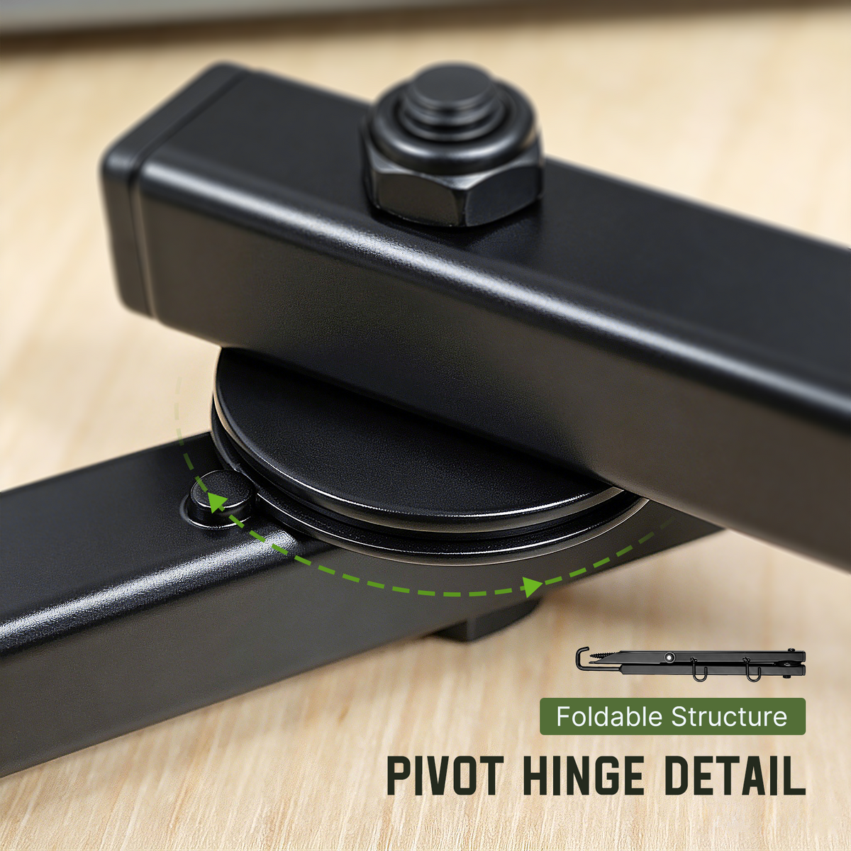 Pivot hinge and folding mechanism of the tree bow hanger