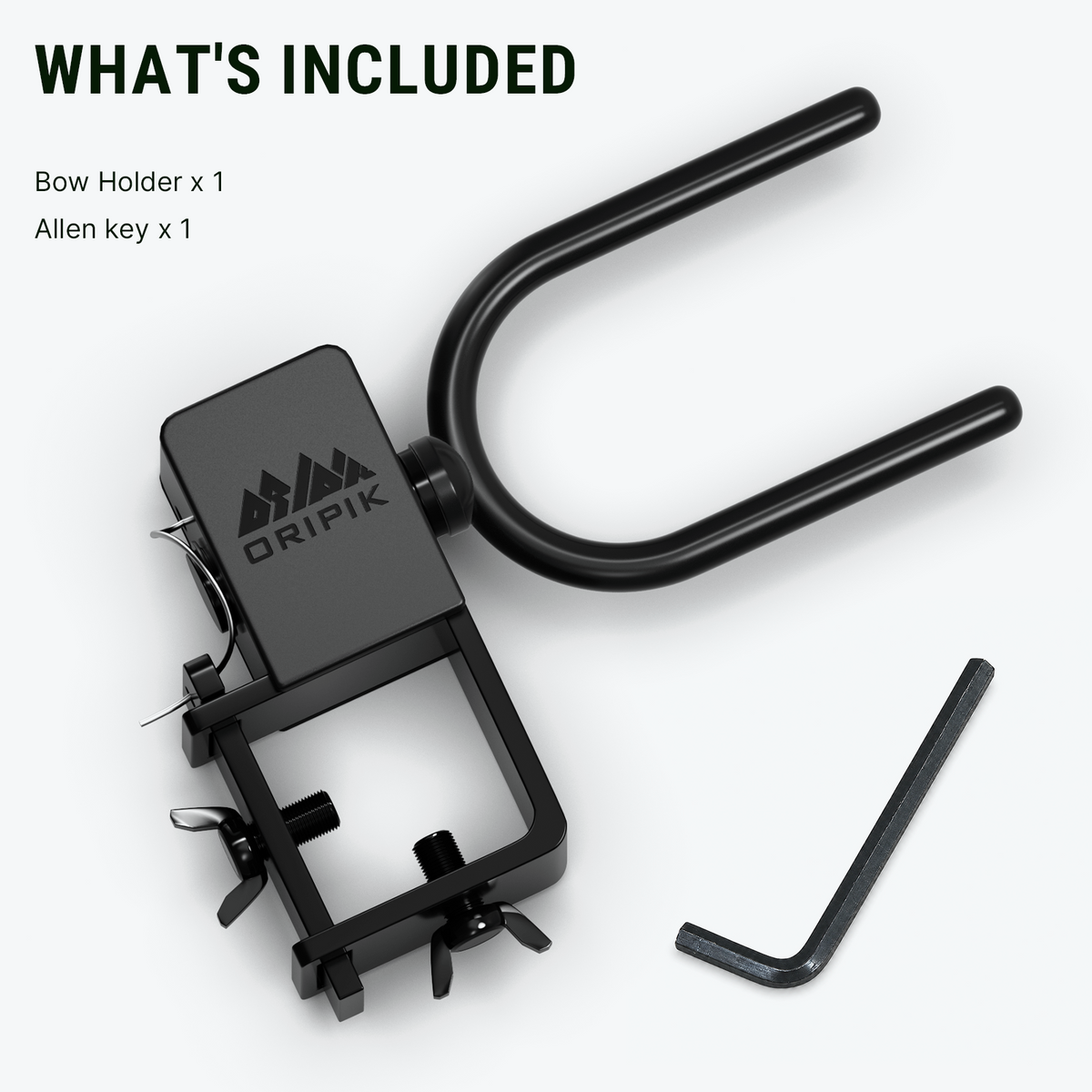 Package contents for the clamp-on tree stand bow holder