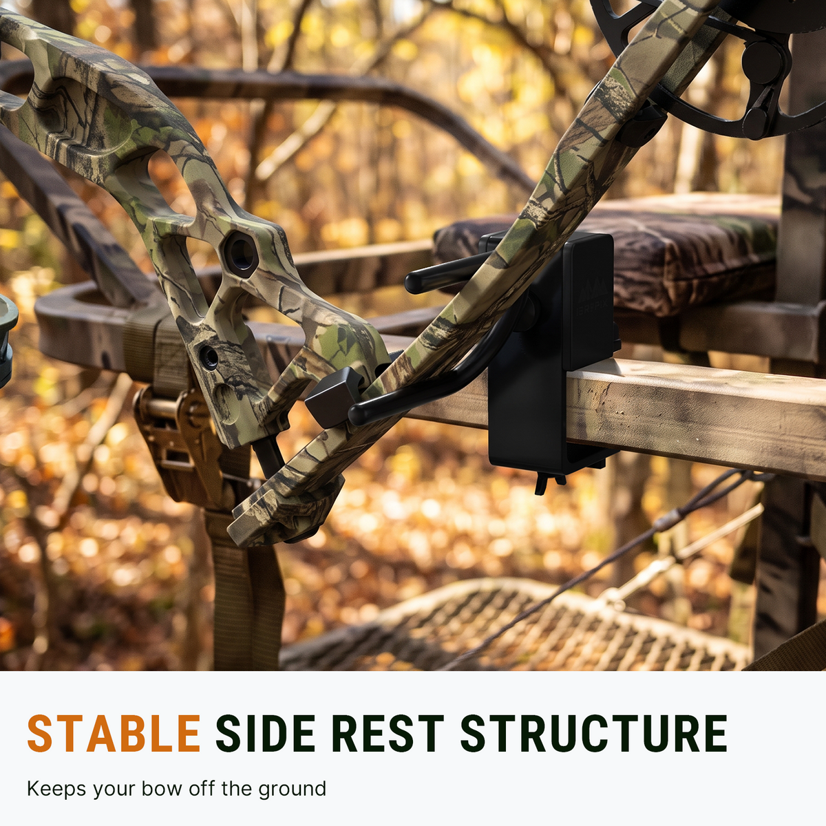 Side-mounted bow rest on a tree stand frame