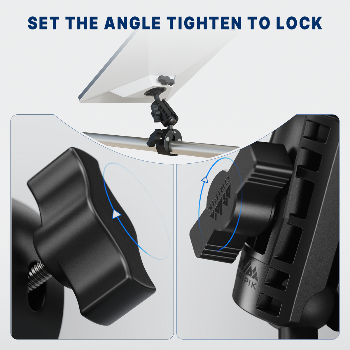Adjustment knob used to lock the clamp mount angle