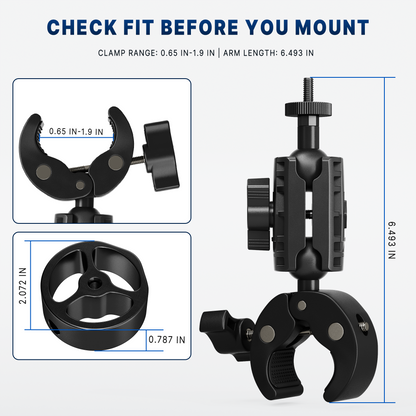 Clamp fit range and arm dimensions for Starlink Mini mount