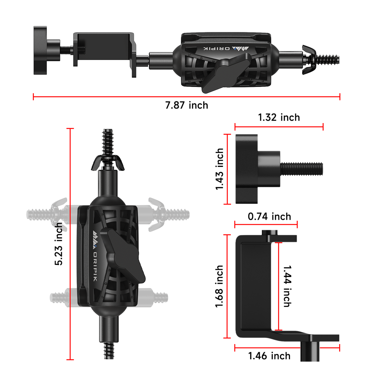 ORIPIK T-post trail camera mount dimensions and clamp measurements